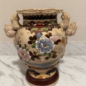 Floral Ceramic Vase with Handles